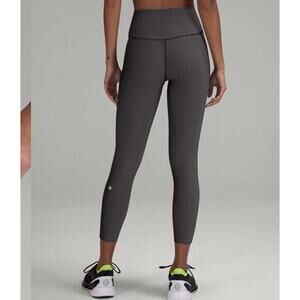 Lululemon 10 Black Gray Base Pace High-Rise Workout Tight Two Tone Ribbed